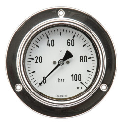 Manometras Ø100 0–100 bar 1/2 colio, montuojamas ant skydelio MA100100P08SSGF
