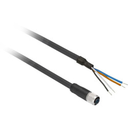 M12 4 kontaktų 10 m kabelis + jungtis. XZCP1141L10