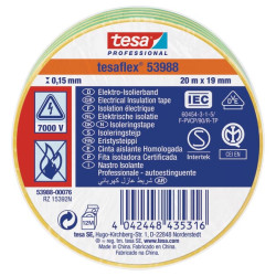 Izoliacinė juosta, geltona/žalia, 20 m x 19 mm TesaFLEX® T539880007600