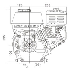 Variklis, horizontalus, 5,5 AG, 20x53, Loncin G200FA