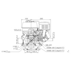 Variklis, horizontalus, 8 AG, 25,4x88, Loncin G270FC