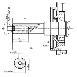 Variklis, horizontalus, 8 AG, 25,4x88, Loncin G270FC