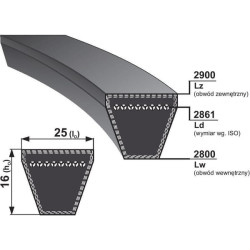 V formos diržas H25, 2861 mm Optibelt 8500252861M2