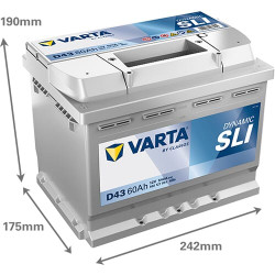 Akumuliatorius 12V 60Ah 540A D43 VARTA Dynamic SLI 560127054