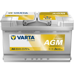 Akumuliatorius 12V 80Ah 800A A6 VARTA Dynamic AGM 580901080