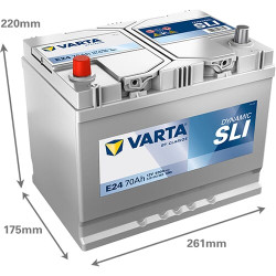 Akumuliatorius 12V 70Ah 630A E24 VARTA Dynamic SLI 570413063