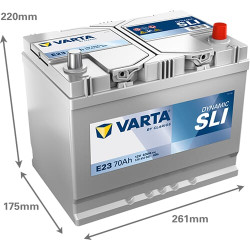 Akumuliatorius 12V 70Ah 630A E23 VARTA Dynamic SLI 570412063