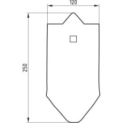 Kultivatoriaus kaltelis 250x120 mm, grūdintas, lenktas, 1 skylė, tinka Unia 1738050010N