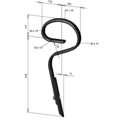 Spyruoklinis dantis 32x12x536 mm tiesus su smaigaliu CP44