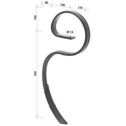 Spyruoklinis dantis 45x12x710 mm su noragėliais, tinkantis Herkules, Evers ir Dales CP70