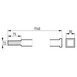 Diskinių akėčių kvadratinis velenas, L-1740mm 52501236040030