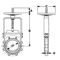Metalinis vožtuvas + rankinis ratas DN150 VGRH150