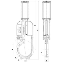 Peilinė sklendė 4" GLADIO pneumatinė RIV123100