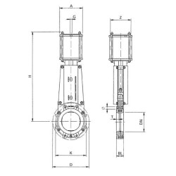Vožtuvas 250 mm pneumatinis DN250VNCN