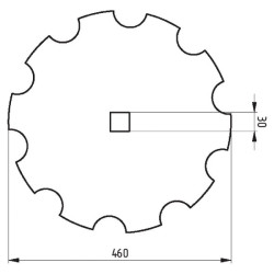 Akėčių diskas, įpjautas 460 mm 52401202030150
