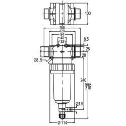 Slėginis filtras 1 1/2"M 280 l/min 50 akių 8128005