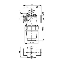 Įmontuotas filtras 3/4 colio, sriegis 80 m, vitonas 32420335V