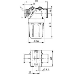 Linjafiltrin 55 l 1/2". 3240T023