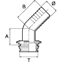 Žarnos jungtis 45° 40 mm su vidine jungtimi T6 1192640