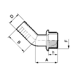 Žarnos antgalis 45° 40 mm x 1 1/4" M 114540