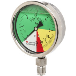 Manometras Ø100mm 0-5-20-25 1/2" BSP apatinis prijungimas MA100052512E