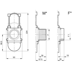 Sklendė 1 1/2" išorinis/vidinis sriegis 450026