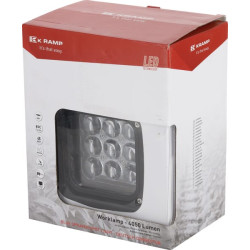 Darbo žibintas LED, 45 W, 4050 lm, kvadratinis, 12/24 V, mėlynas, 126 x 151 x 95 mm „Deutsch“ kištukas, taškinis spindulys, 9 LE
