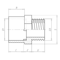 Adapterio įvorė 3/4" x M 3/4" PVC7ADP34M