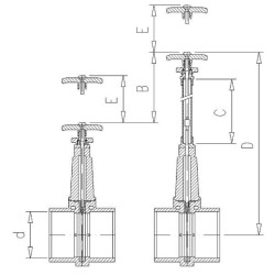 PVC sklendės vožtuvas D160mm ilgio 1300160V