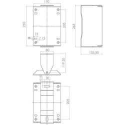 Sieninis pasukamas laikiklis 140x204 mm nerūdijančio plieno HD15