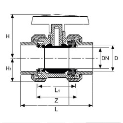 PVC rutulinis vožtuvas 32 mm KS32321GP