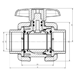 PVC uždarymo vožtuvo tipas: DIL 16x16 KS016016PVC