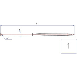 Krautuvo dantis, tiesus, žvaigždės formos 45x1000 mm, smailus galas su Ø17 ritininiu kaiščiu, juodas, FST FT486189