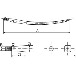 Griebtuvo dantis, M20x810 mm kūgio formos I KK221192
