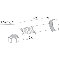 Šešiakampis varžtas su fiksavimo veržle M10x1.5x65/28 10.9 CK6020