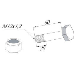 Šešiakampis varžtas su fiksavimo veržle M12x1.25x60 BH4755