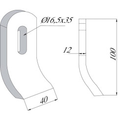 Viršutinė dalis 40x12mm Herder 95722012