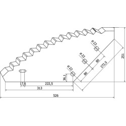 Šėrimo vagono peilis 528x274x6mm Ø 22mm 5190FM01134M1