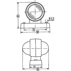 Gabaritinis žibintas 5W, apvalus, 12V, baltas, tvirtinamas varžtais, Ø 75mm, Hella 2XS955031001