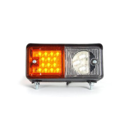 Posūkių ir gabaritinis žibintas RH LED, priekinis, stačiakampis, 12/24V, skaidrus/gintaro spalvos, tvirtinamas varžtais, 150x77x