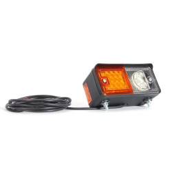 Posūkių ir gabaritinis žibintas RH LED, priekinis, stačiakampis, 12/24V, skaidrus/gintaro spalvos, tvirtinamas varžtais, 150x77x