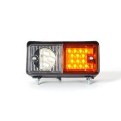 Posūkių ir gabaritinis žibintas kairysis LED, priekinis, stačiakampis, 12/24V, skaidrus/gintaro spalvos, tvirtinamas varžtais, 1