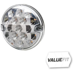 Posūkių ir gabaritinis žibintas LED, priekinis, apvalus, 10/30 V, skaidrus, tvirtinamas varžtais, Ø 95 mm, 17 LED, Hella ValueFi