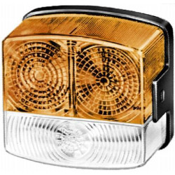 Posūkių ir gabaritinis žibintas LH 21/10W, kvadratinis, 12V, gintaro/skaidrus, tvirtinamas varžtais, 95x54,5x90mm, Hella 2BE0027