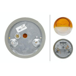 Posūkių ir gabaritinis žibintas 18/3W, apvalus, 12V, gintaro spalvos/skaidrus, Ø 78 mm, Hella 2BE001259061