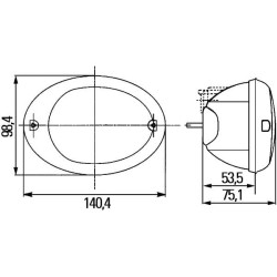 Posūkių ir gabaritinis žibintas, ovalus, 12 V, gintaro spalvos/skaidrus, 140,4xHella 2BE343130081