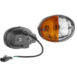 Halogeninis posūkių ir gabaritinis žibintas, priekinis, dešininis, ovalus, 12 V, gintaro / baltos spalvos, tvirtinamas varžtais,