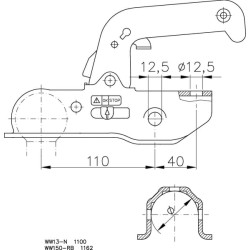 Rutulinė jungtis 1500 kg 45/46 mm 1860759