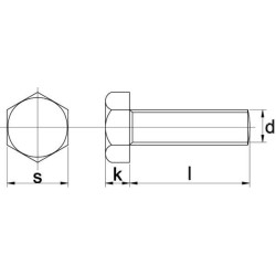 Šešiakampis varžtas DIN933 M10x60 cinkuotas plienas 10.9 Kramp 9331060109