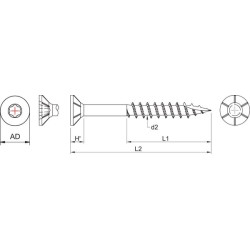 Medienos drožlių plokštės varžtas 3x25 mm TX10 įleidžiamas, Kramp SPT325P200